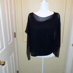 Black Silk and Chiffon Top